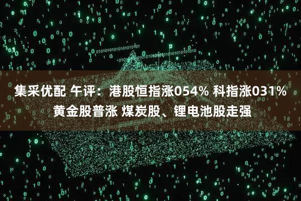集采优配 午评：港股恒指涨054% 科指涨031% 黄金股普涨 煤炭股、锂电池股走强